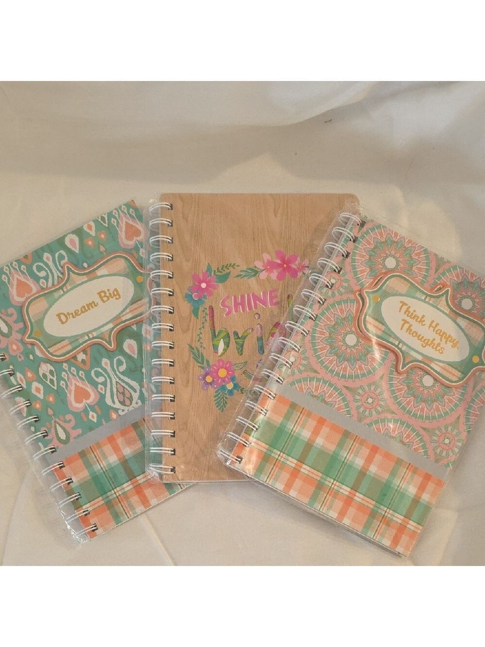 Inspirational Spiral Notebooks - Teal, Pink, and Brown
